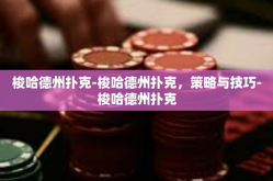 梭哈德州扑克-梭哈德州扑克，策略与技巧-梭哈德州扑克